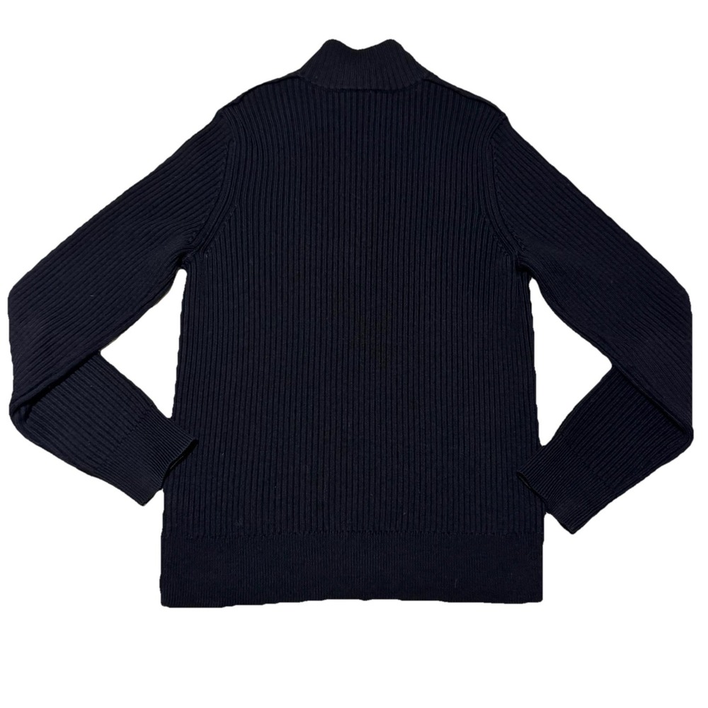 Vince‎ Mens Large Black 100% Wool Thick Knit Sweater Ottoman Ribbed Quarter Zip - Picture 2 of 8